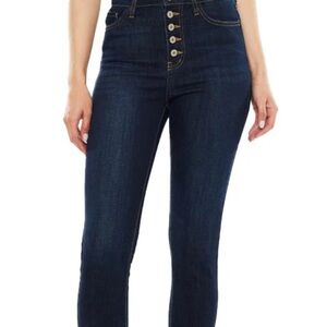 KanCan Women's High Rise Button Fly Distressed Super Skinny Jeans-NWT